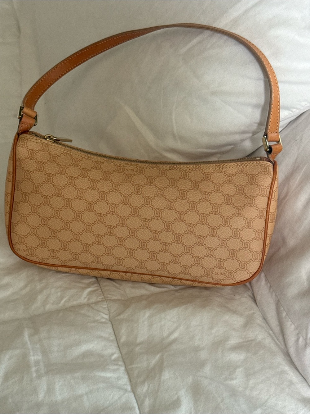 Celine Macadam PVC Accessory Pouch shoulder Bag Beige